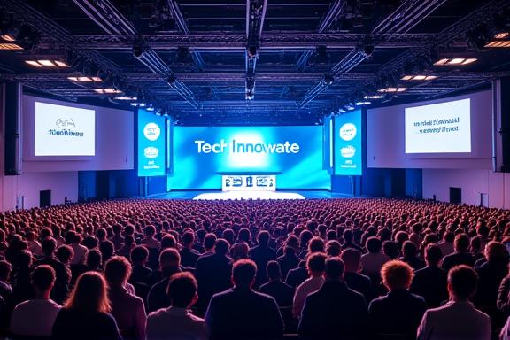 Sala plenaria del Tech Innovate 2023 gremita di persone.